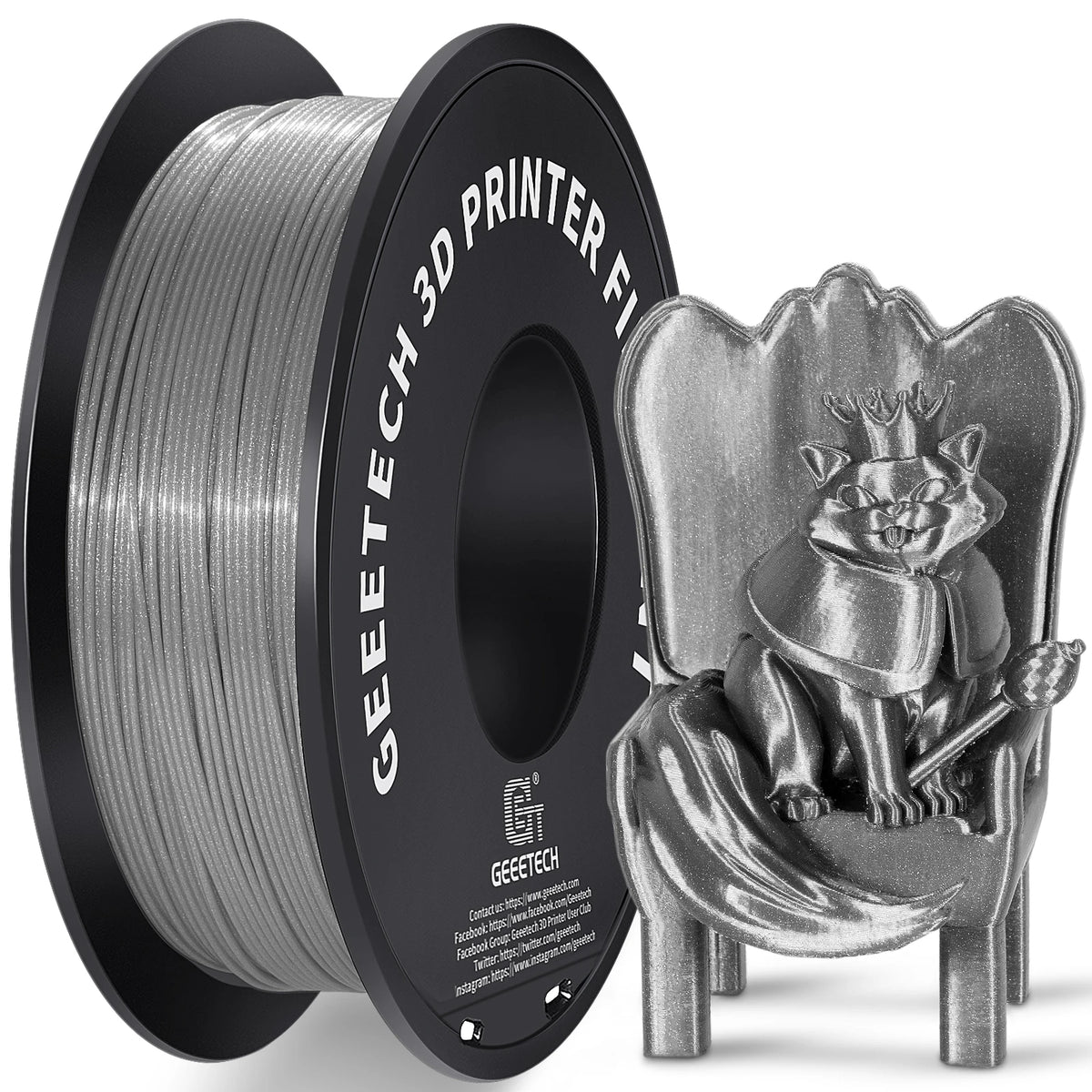 Geeetech Sparkly PLA Filament 1kg 1.75mm 3D Printer Plastic Material, Accuracy 0.03mm, multiple colour, Fit Most FDM Printer