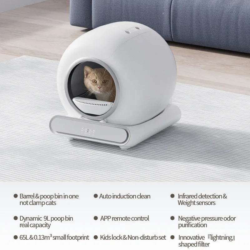 Large Automatic Cat Litter Box, Enclosed Self-Cleaning Electric Cat Toilet with Odor Control for Multiple Cats,Cat litter box