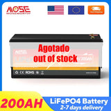 24V 200Ah LiFePO4 Lithium Battery 10000+ Deep Cycle Battery Built-in 200A BMS 5120W Rechargeable Lithium Batteries for Off-Grid