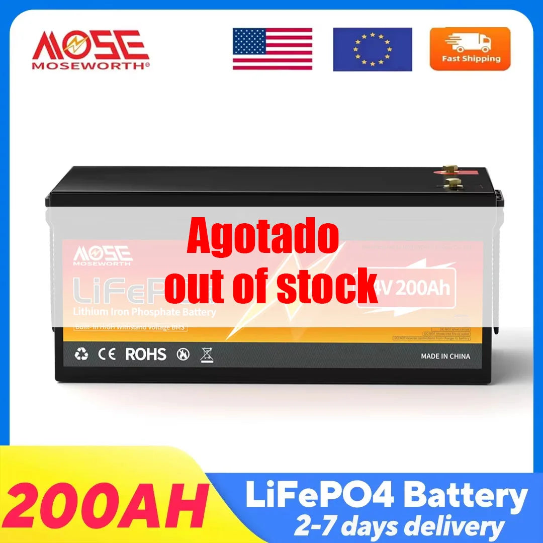 24V 200Ah LiFePO4 Lithium Battery 10000+ Deep Cycle Battery Built-in 200A BMS 5120W Rechargeable Lithium Batteries for Off-Grid