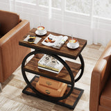 Tribesigns End Table, Narrow End Table with 3 Storage Shelves, Wooden Side Table, Industrial Small Sofa Side Table