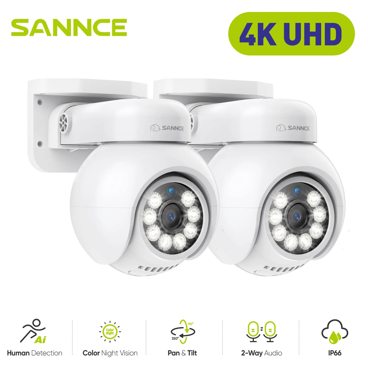 SANNCE 4K POE Camera with Microphone/Audio Night Vision Waterproof Security Video IP Camara Onvif 2.8mm Security CCTV Camera