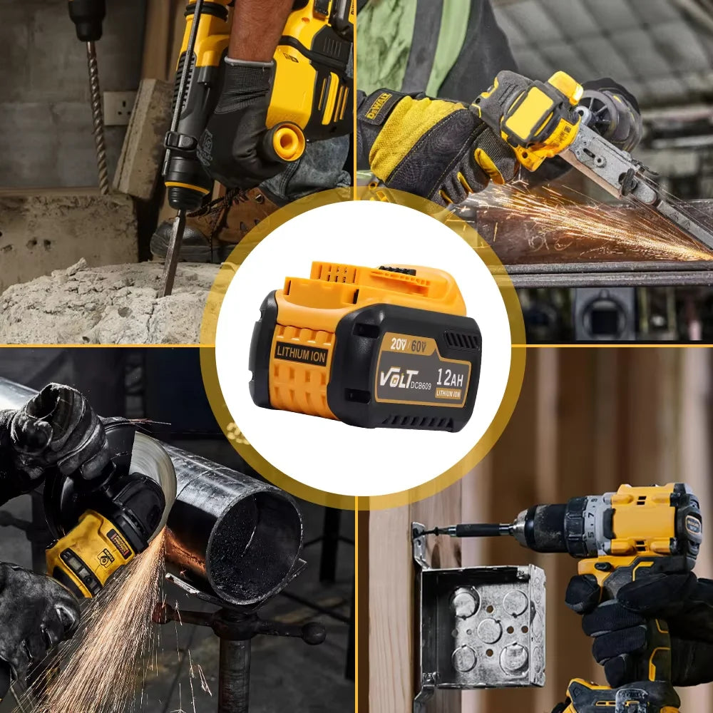 12Ah 20V/60V MAX Replacement Battery Compatible with DEWALT DCB612 DCB606 DCB609 FLEXVOLT Power Tools