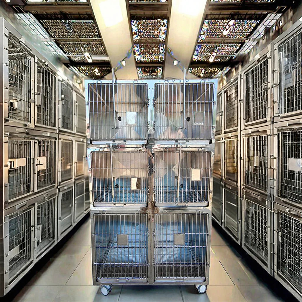 High-quality 304 Stainless Steel Pet Cages, Six-position Dog Cages
