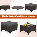 5 Pieces Patio Furniture Set Outdoor Rattan Conversation Sofa Set W/ Cushions
