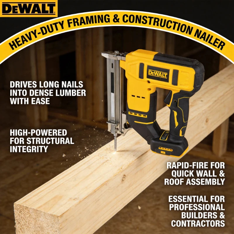 DEWALT 18 Gauge Cordless Nail Gun for DIY & Trim Work: Compact Handheld Design for Easy Maneuverability (No Battery)
