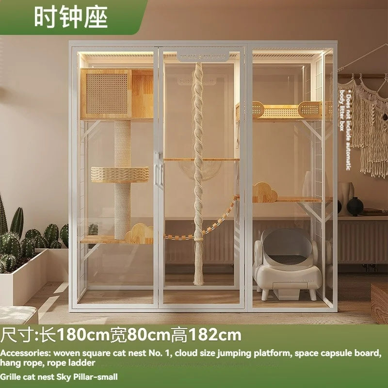 Wholesale Supplier OEM Multi Level Cat Condo Tower for Apartments Space Saving Wooden Pet Furniture Climbing Tree