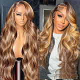Highlight Wig 100% Human Hair 13x6 Hd Lace Frontal Wig Honey Blonde Lace