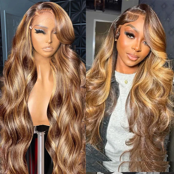 Highlight Wig 100% Human Hair 13x6 Hd Lace Frontal Wig Honey Blonde Lace