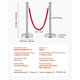 SucceBuy Stanchions 4/6/8Pcs Stainless Steel Post with Fillable Base Red Velvet Ropes & Posts Crowd Control Barriers Stanchions