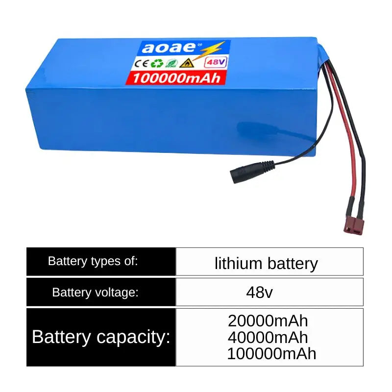 48V 100ah 13s5p Lithium Battery Pack 48v 100000mAh 250W-2000W Citycoco Motorized Scooter Batteries Built in 50A BMS