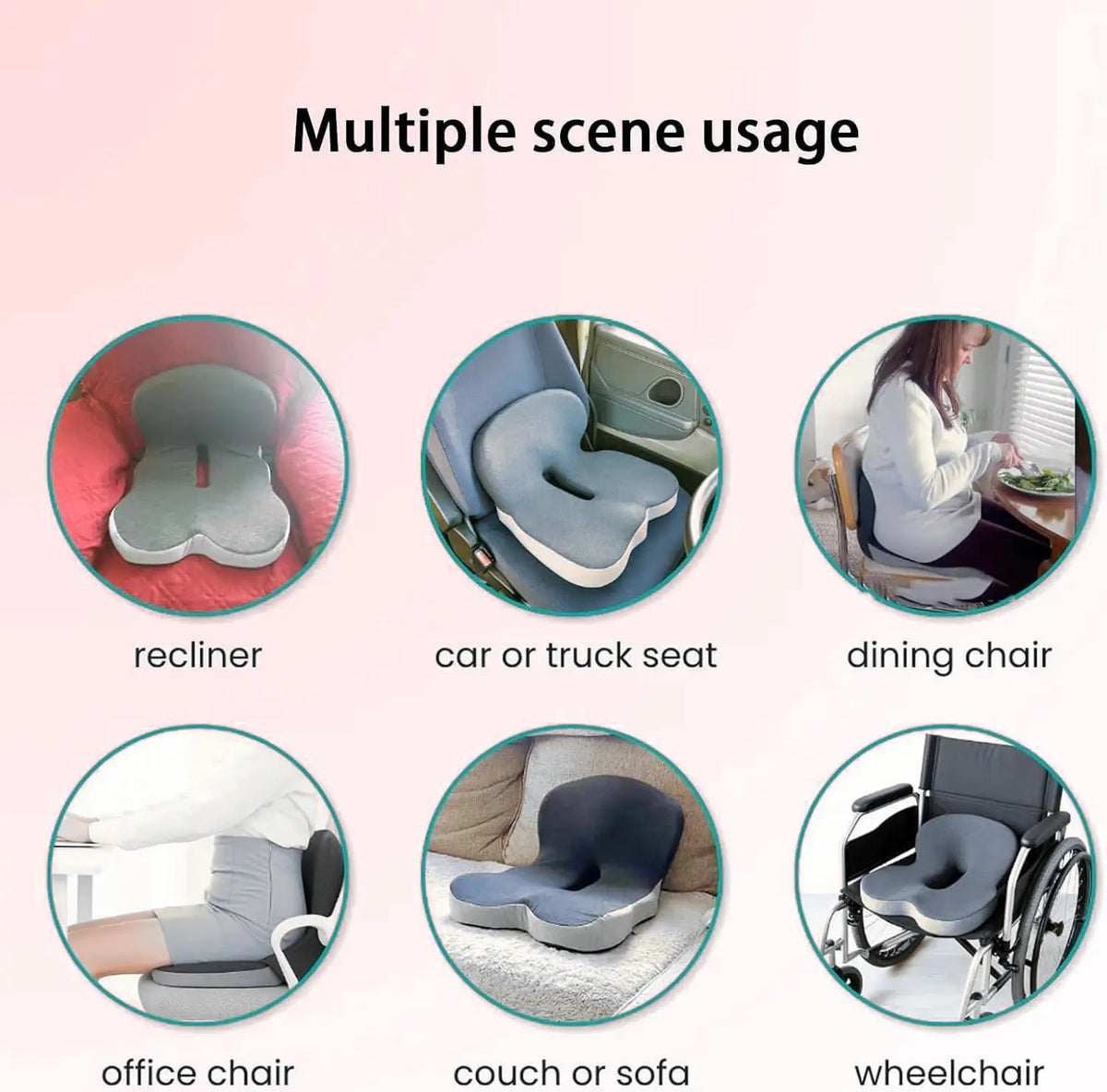 Contoured Ergonomic Lumbar Back Support Seat Cushion with Washable Cover Soft Pressure Relief Chair Pad for Office Workers Long Time Sitting Comfort