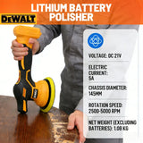 Dewalt 8-Speed Digital Display Cordless Car Polisher: Smart Speed Control for Waxing (20V Battery Compatible)