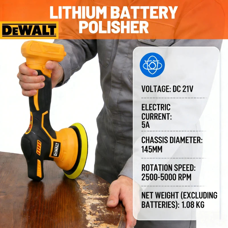 Dewalt 8-Speed Digital Display Cordless Car Polisher: Smart Speed Control for Waxing (20V Battery Compatible)