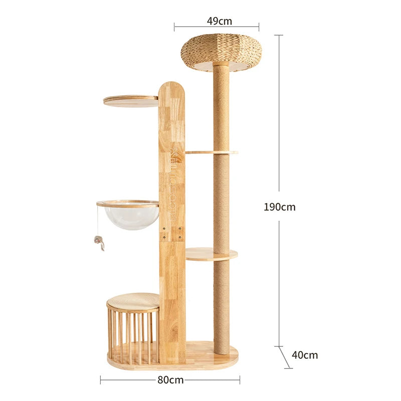 Nordic High-End Cat Tree with Capsule Space Saving Large Cat Scratcher Solid Wood Furniture & Scratchers casitas para gatos FYCT