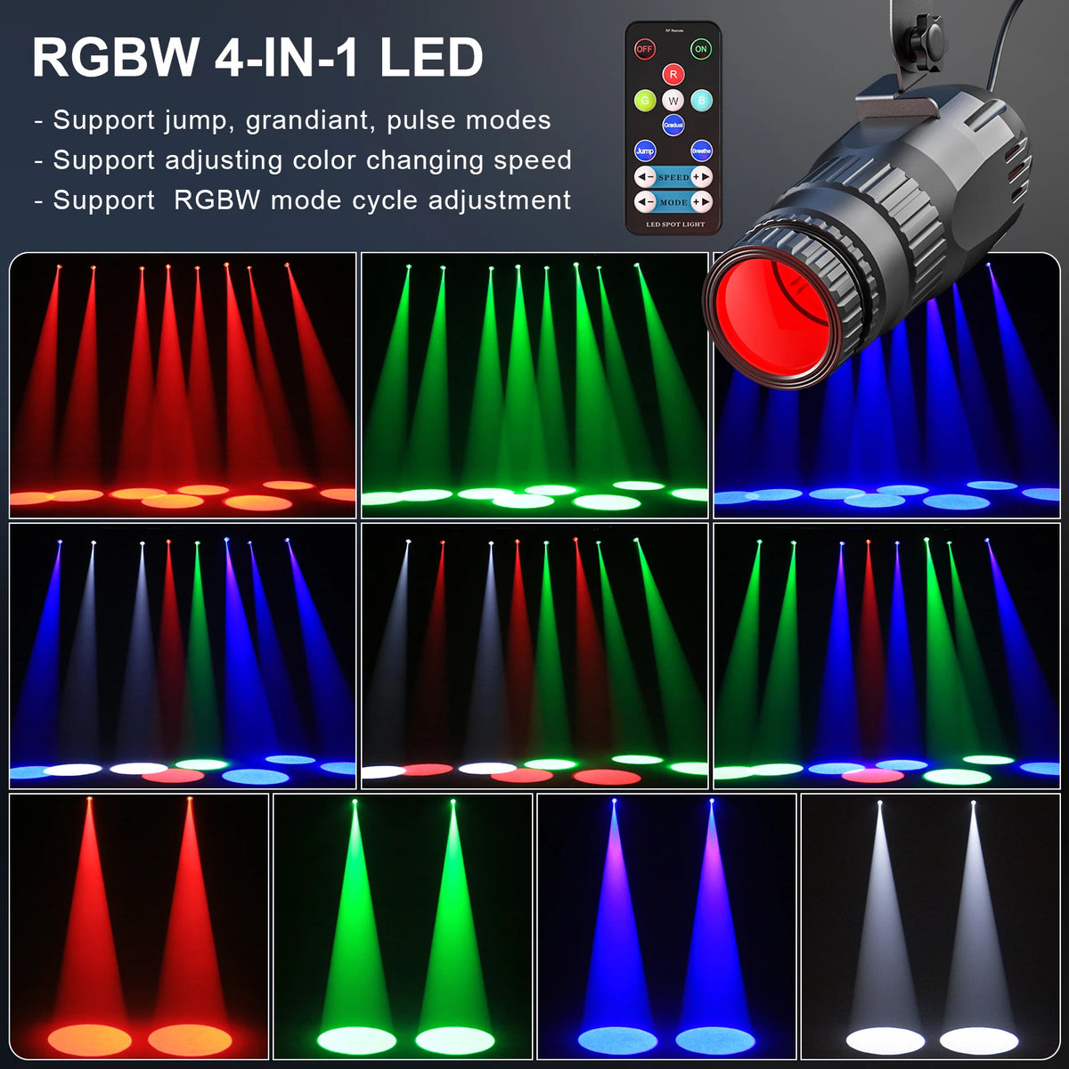 U'King 2Pcs 10W LED Mini Spotlight Manual Focus RGBW Pinspot Stage Light For DJ Disco Bar Club Audience Show Wedding Party