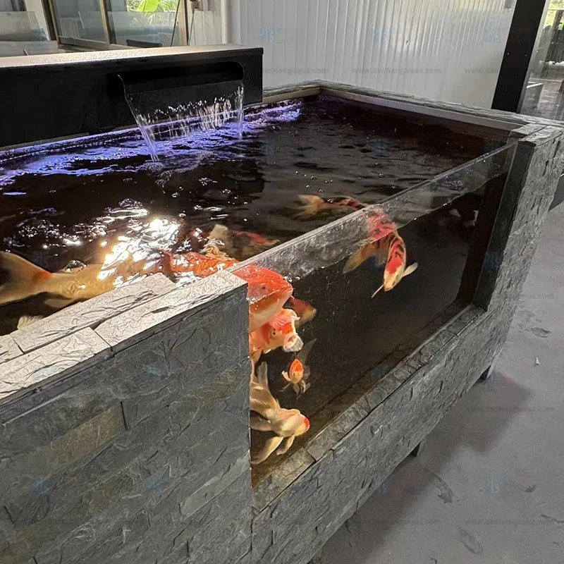 All-in-One AquariumMovable Metal Koi Fish Garden Fish Tank Above-Ground Pond Aquarium Filter System For Landscaping Decking Beau