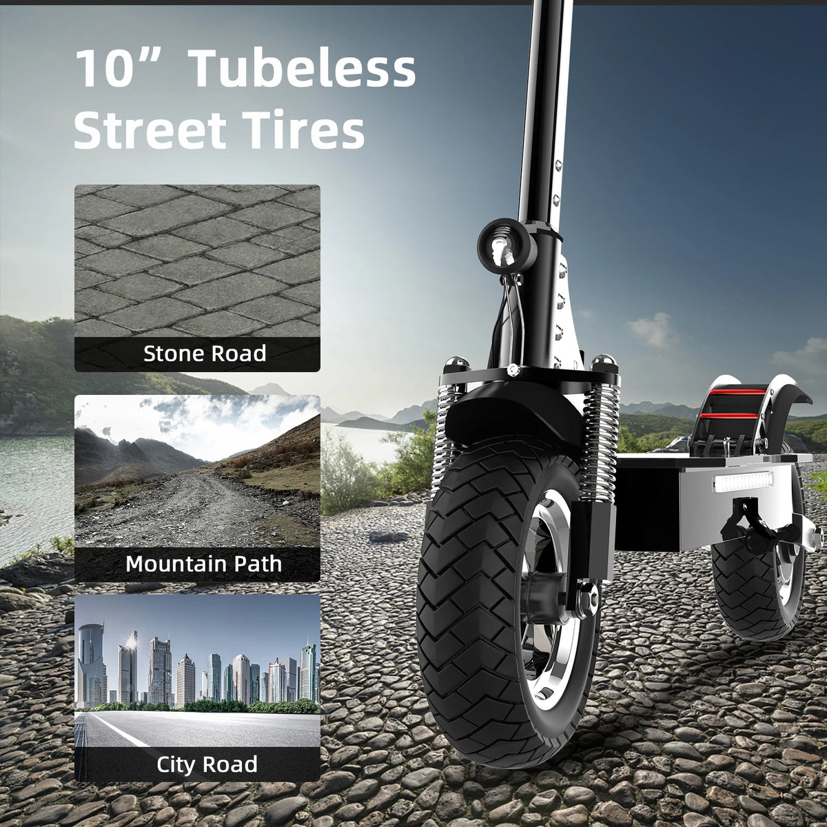 Foldable 2 Wheel Electric Scooter 20Ah Rechargable Battery 80 km Long Range 1300W Motor 10" Big Wheel Mobility Scooter for Adult