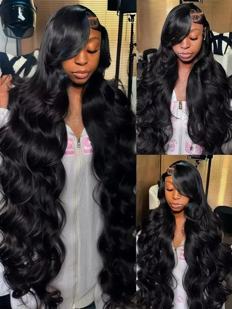 40 42 Inch 100% Human Hair 360 Full Lace Front Wig 250 Density 13x4 13x6 Body Wave Lace Frontal Wigs Natural Black Pre Plucked