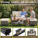 7 Piece Patio Furniture Set, Wicker Patio Conversation Set with Swivel Glider, Loveseat Sofa, 2