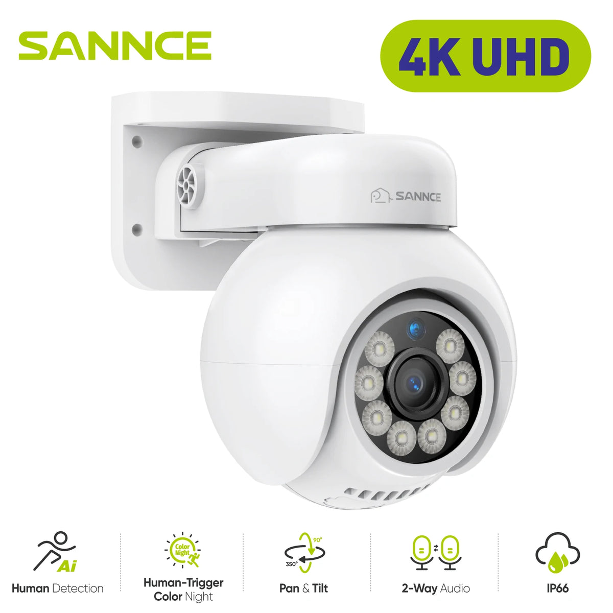 SANNCE 4K POE Camera with Microphone/Audio Night Vision Waterproof Security Video IP Camara Onvif 2.8mm Security CCTV Camera