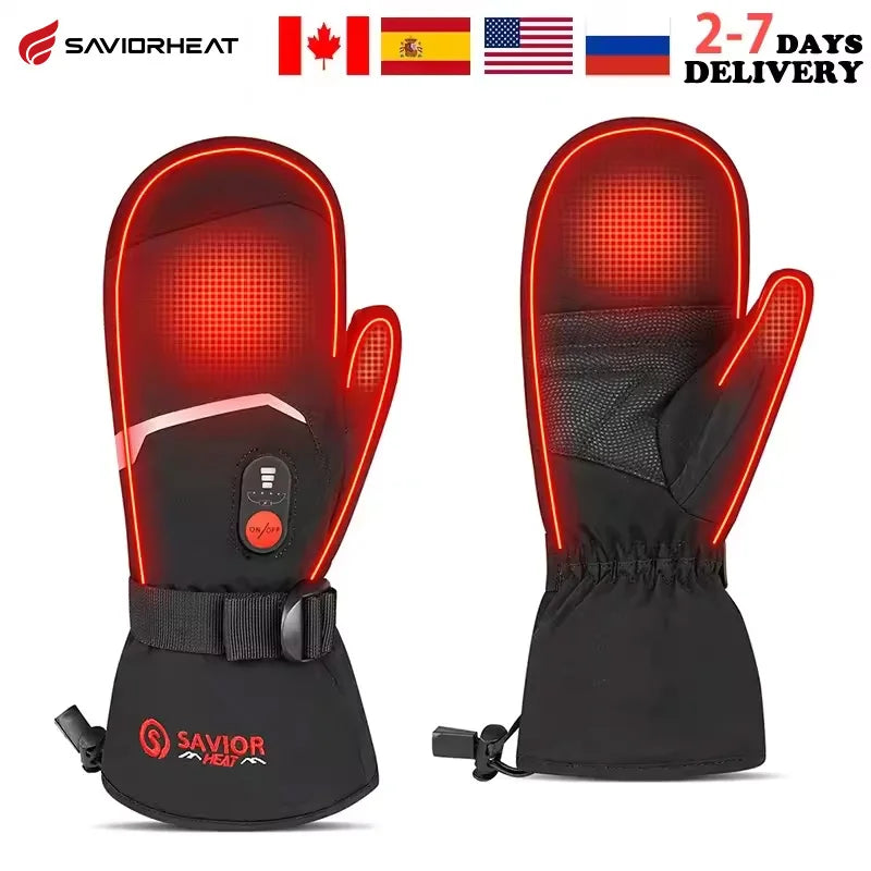 Waterproof Snowboard Cycling Motorcycle Bicycle Skiing Winter Gloves Crab Finger Style Heating Hand Warm Electric Thermal Gloves