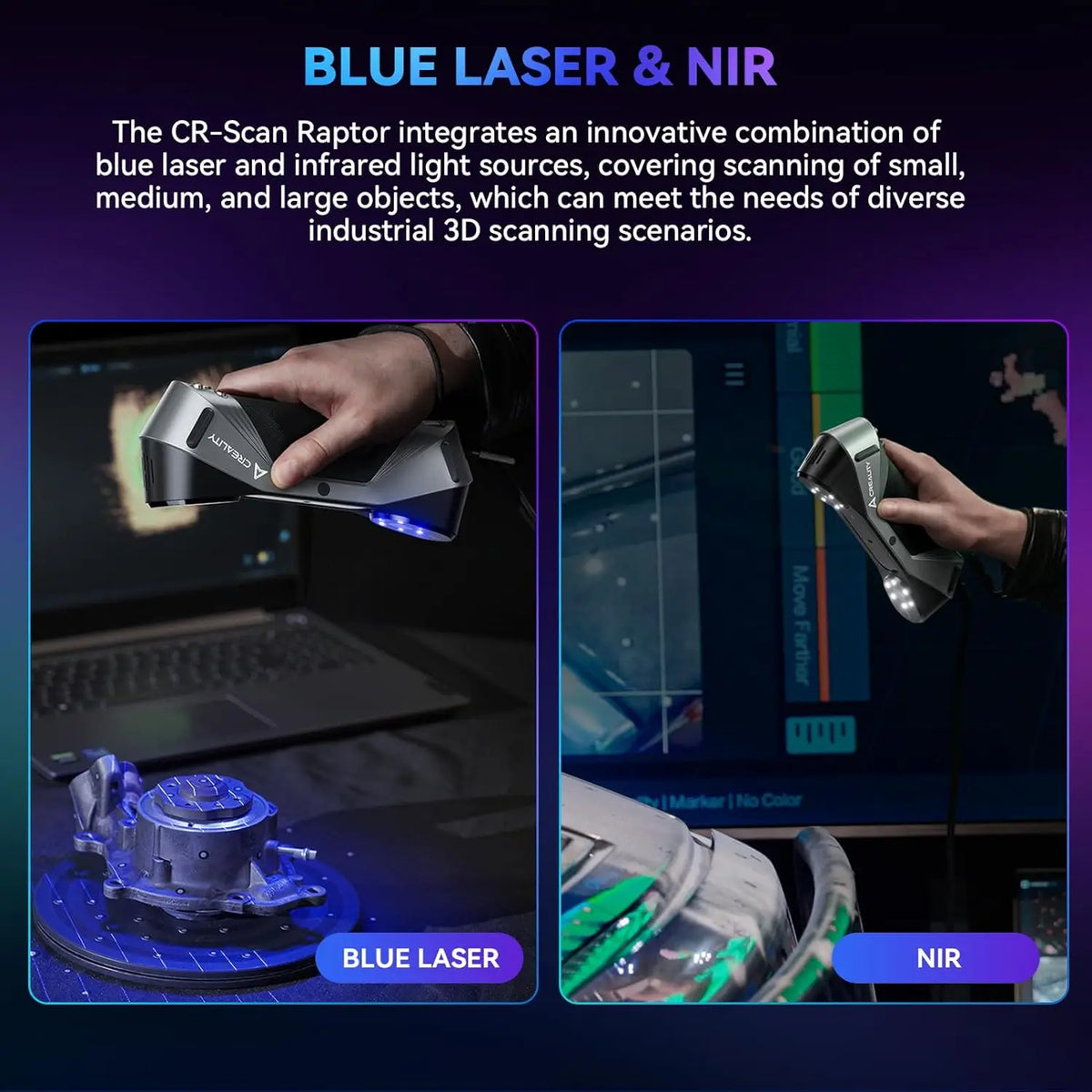 Creality 3D Scanner CR-Scan Raptor 0.02 mm Accuracy Multiple-line Blue & NIR Consumer 3D Scanner Scanning Up to 60FPS Scanning