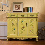 Country house brown walnut light yellow activity baffle multi-layer shoe cabinet entrance side cabinet