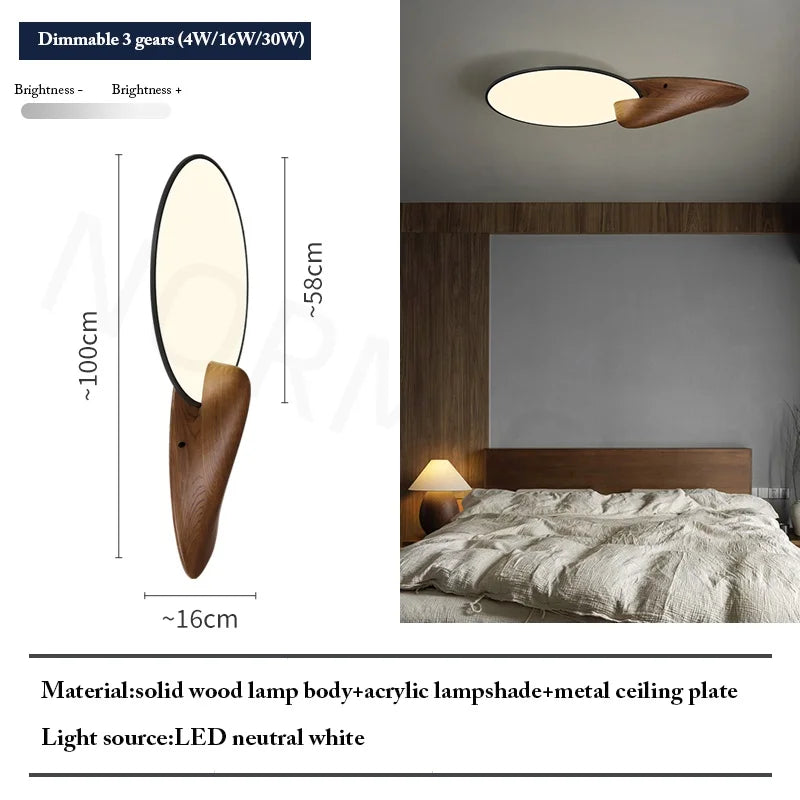 Modern New Chinese Style Led Ceiling Light Living Room Bedroom Master Light Wabi-Sabi Style Antique Solid Wood Home Appliance