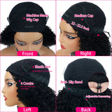 Glueless Half Wigs Human Hair Kinky Curly Headband Wig Upgrade 3 IN 1 No