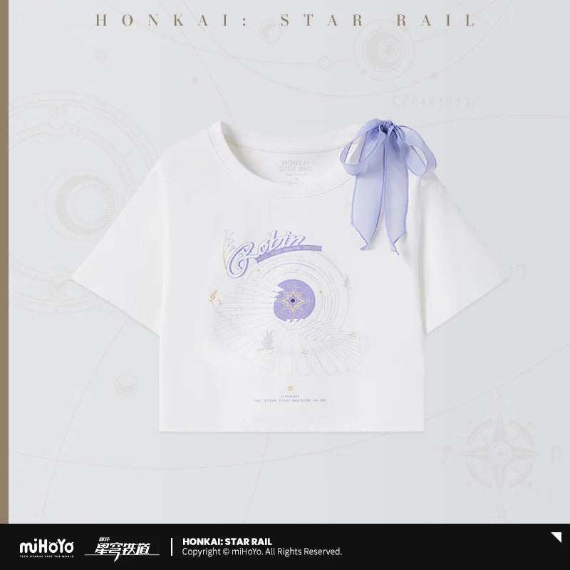 Genuine MiHoYo Game Honkai Star Rail Robin Short Sleeve T-shirt Women Daily Wear Skirt Cosplay Costume Tops Tees Birthday Gift