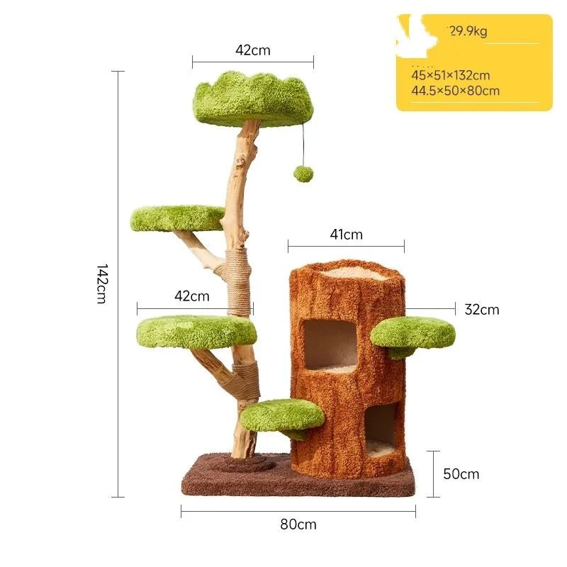 Luxury Modern Tall Large Cat Tree with Scratching Bed Hammock Removable Mats Heavy Duty Carton Packaging 90.55in Cat Furniture