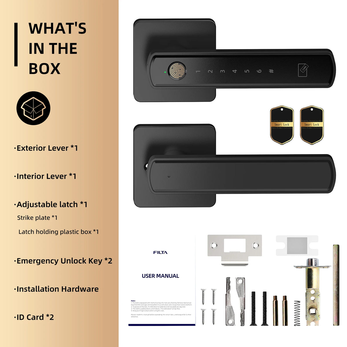 Viladepot Smart Lock Fingerprint Door Lock App Control Passcode Unlock Electronic Touchscreen Keypad