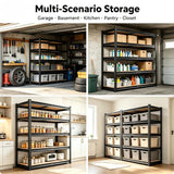 Heavy Duty Metal Storage Rack 5 Tier Adjustable Utility Shelving Unit with MDF Board Garage Organizer Tool Shelf for Basement Warehouse Kitchen Pantry Closet Multi-Purpose Storage Display Rack