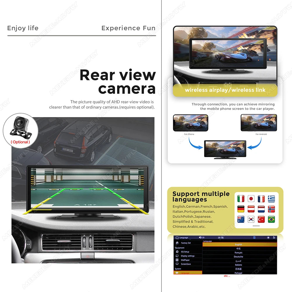 MEKEDE Central Control 10.26 Inch Universal Multimedia Player Carplay Android Auto Car Radio Touch Screen Navigation WIFI FM AUX
