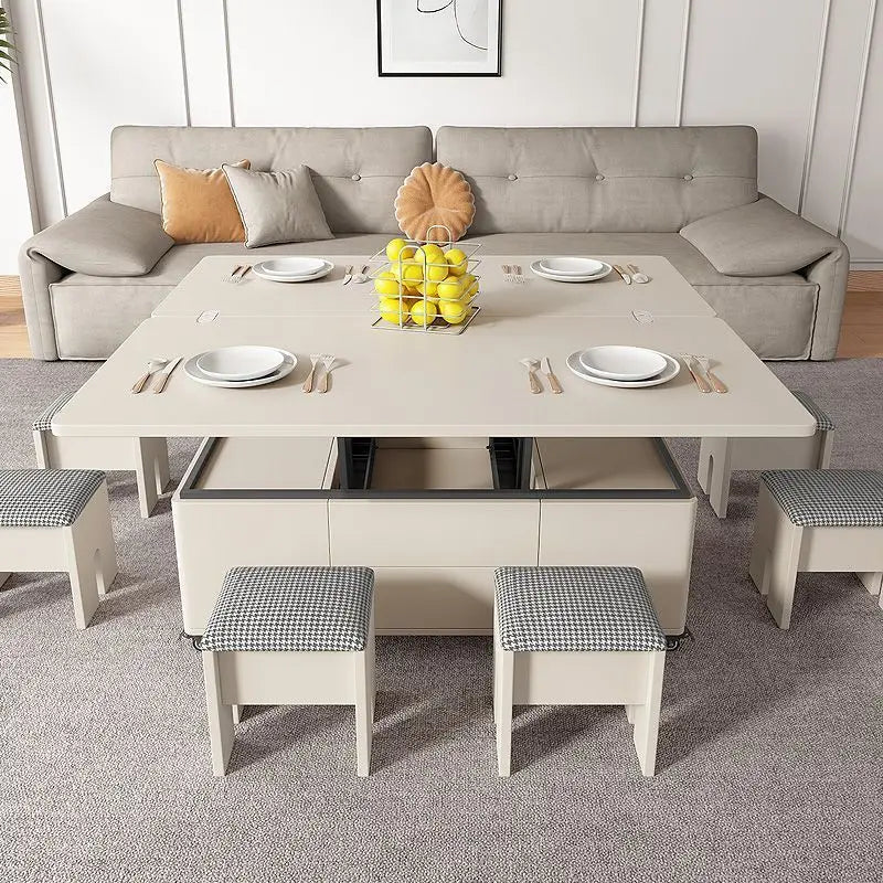 Multifunctional coffee table folding lifting dining table household small apartment dining table living room simple storage tabl