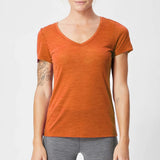 Women's 16.5Micro merino wool T shirt short sleeve V neck 100% merino wool base layer tops sports clothing Quick dry