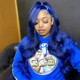 Navy Blue 13x4 Lace Front Body Wave Human Hair Wigs Brazilian Blue