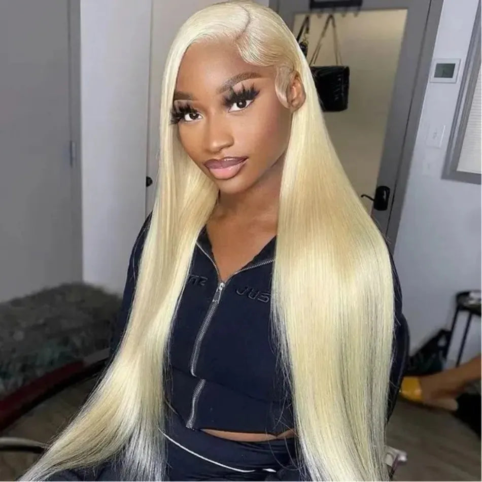 Blonde 613 Hd Lace Frontal Wig 13X6 Brazilian Straight Human Hair Wig 40 Inch Transparent Lace Frontal Wig For Women 250 Density