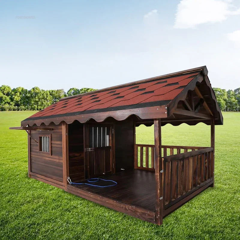 Outdoor Balcony Dog Houses Solid Wood Courtyard Dogs Kennels Breathable Garden Pet Villa Patio Puppy Nest Pet Supplies