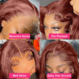 40 inch Reddish Brown HD Lace Front Human Hair Wig PrePlucked 13x4