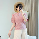 Miyake Pleated Top Women 2025 New Solid Color Embroidered Round Neck Bat Sleeve Comfortable Casual Versatile T-shirt for Women