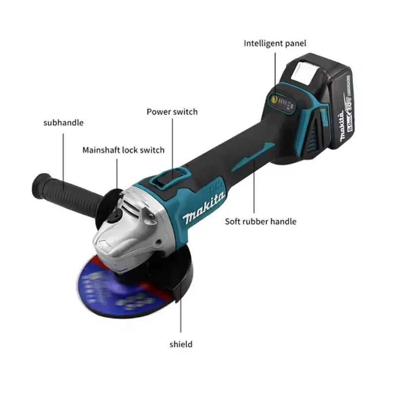 Makita DGA404 18V Brushless Cordless Angle Grinder, 125mm High Power Rechargeable Cutting Polishing Machine