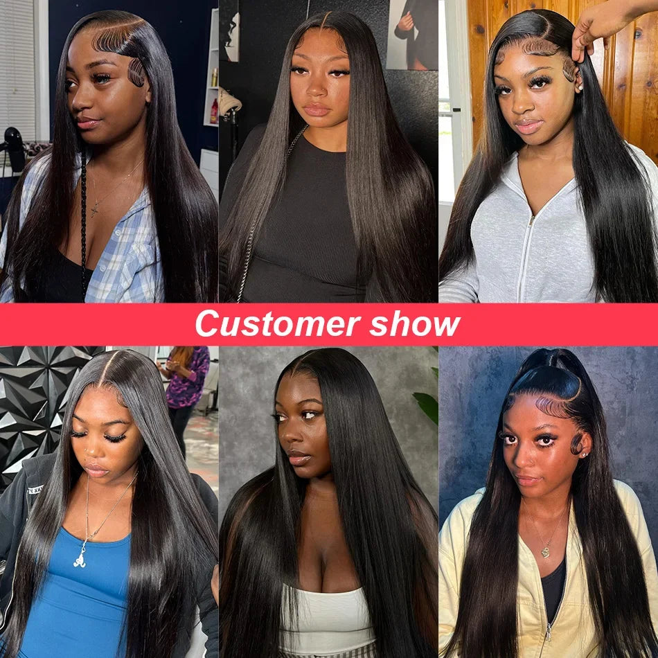 250 Density 100% Human Hair 40 Inch Straight 13x6 HD Lace Frontal Wigs Black Closure 13x4 Lace Front Wig 5x5 Glueless Brazilian