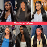 250 Density 100% Human Hair 40 Inch Straight 13x6 HD Lace Frontal Wigs Black Closure 13x4 Lace Front Wig 5x5 Glueless Brazilian