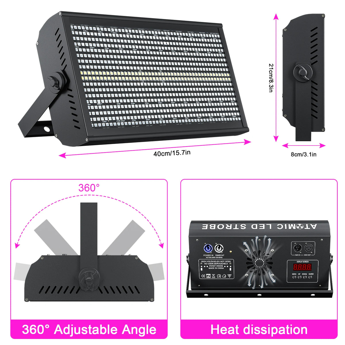 U'King 1/2Pcs 200W LED RGBW 48+8-Segment Strobe Light DMX512 Wash Stage Light Uplight DJ Lights For Party Disco Wedding Bar KTV