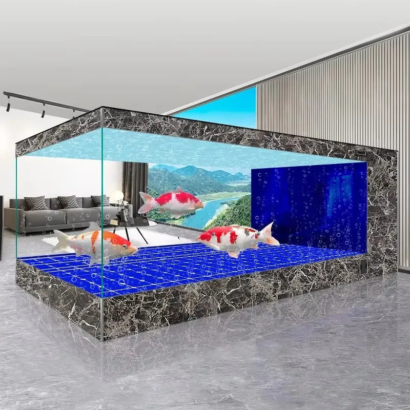 All-in-One Aquarium2026 New Model Indoor Rectangle Ultra-Large Fish Tank For Koi Fish Living Room Use No Water Change Required E