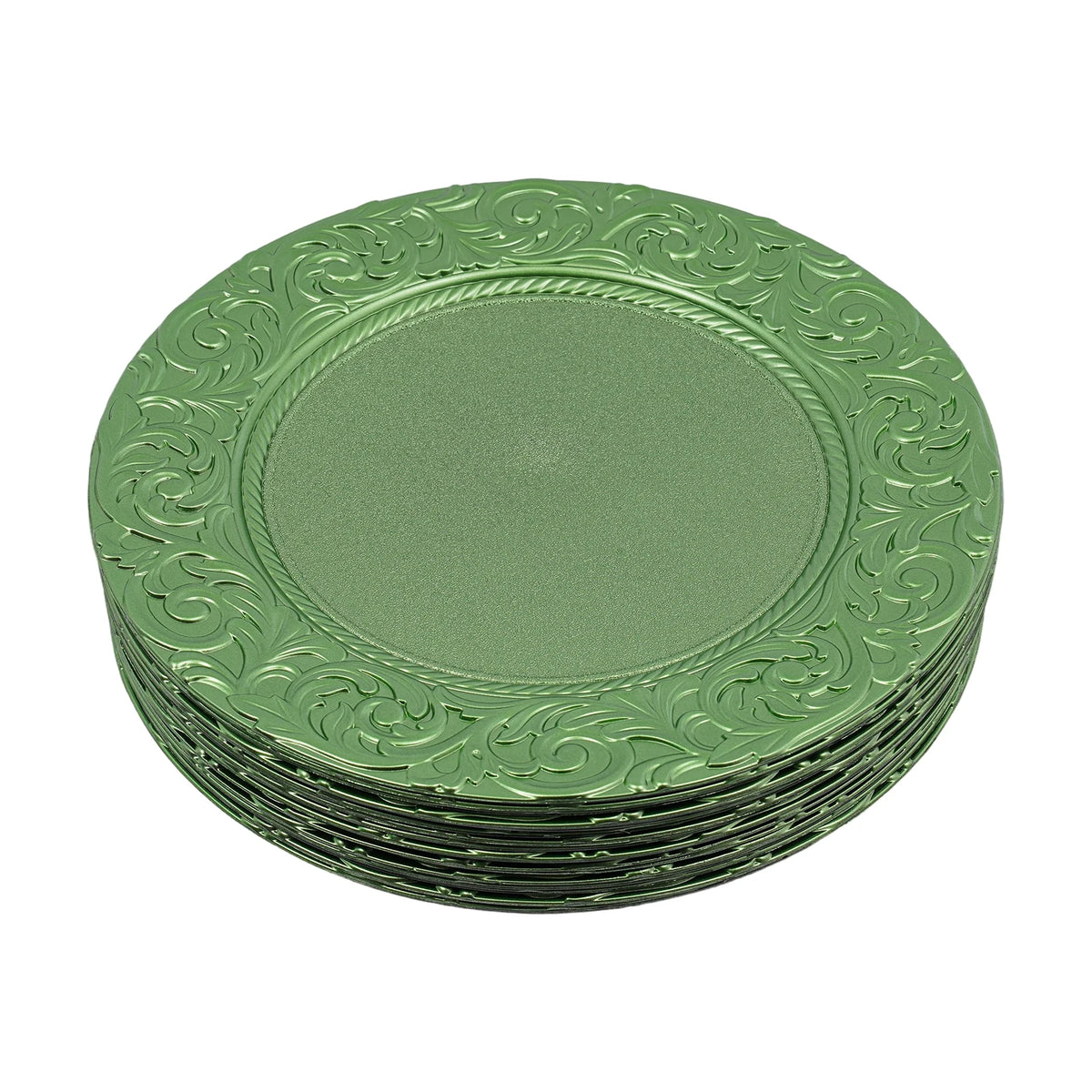 Charger Plates 100-Piece Set Round Reusable Serving Plates Gold Black Silver Green for Wedding Banquet Party Decor