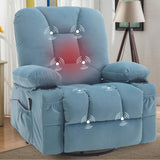 Rocker Recliner Chairs for Adults, Swivel Recliners with Massage and Heat, Fabric Overstuffed Glider with Cup, Customized