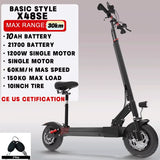 Foldable 2 Wheel Electric Scooter 20Ah Rechargable Battery 80 km Long Range 1300W Motor 10" Big Wheel Mobility Scooter for Adult